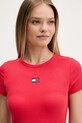 Tommy Jeans tričko dámské bavlněné s elastanem červená DW0DW17881