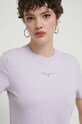 Tommy Jeans pamut póló lila DW0DW17828