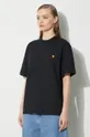 czarny Carhartt WIP t-shirt bawełniany S/S American Script T-Shirt