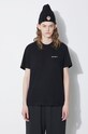 Бавовняна футболка Carhartt WIP S/S Script Embroidery T-S гладкий чорний I032293.0D2XX