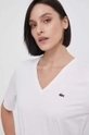 λευκό Βαμβακερό μπλουζάκι Lacoste