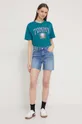 Tommy Jeans t-shirt bawełniany turkusowy