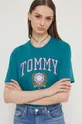 tyrkysová Bavlnené tričko Tommy Jeans