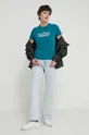 Bombažna kratka majica Tommy Jeans turkizna