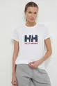 Bombažna kratka majica Helly Hansen bela