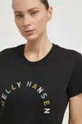 μαύρο Βαμβακερό μπλουζάκι Helly Hansen
