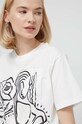 Bavlněné tričko Desigual TRISTAN bílá 24SWTKB0