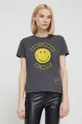 szary Desigual t-shirt MORE SMILEY