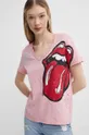 roza Bombažna kratka majica Desigual ROLLING