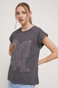 Bavlněné tričko Desigual BERLIN šedá 24SWTK55