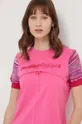 różowy Desigual t-shirt LINDON Damski
