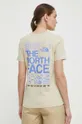 Βαμβακερό μπλουζάκι The North Face μπεζ