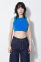 Топ adidas Originals Terry Crop Tank вталена син JH0620