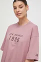 różowy New Balance t-shirt bawełniany WT41519RSE