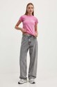 Βαμβακερό μπλουζάκι Karl Lagerfeld Jeans 241J1700 ροζ SS24