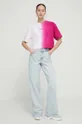 Хлопковая футболка Karl Lagerfeld Jeans розовый