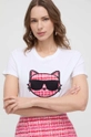 biały Karl Lagerfeld t-shirt bawełniany