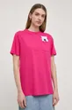Bombažna kratka majica Karl Lagerfeld x Darcel Disappoints roza