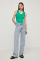 Хлопковый топ Karl Lagerfeld 241W1712 зелёный SS24
