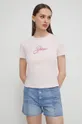 ροζ Βαμβακερό μπλουζάκι Guess Originals
