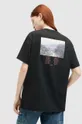 črna Bombažna kratka majica AllSaints CREDI BOYFRIEND