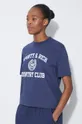 тёмно-синий Хлопковая футболка Sporty & Rich Varsity Crest T Shirt