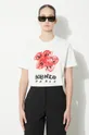 λευκό Βαμβακερό μπλουζάκι Kenzo Drawn Varsity Loose Tee Γυναικεία