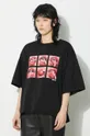 czarny Fiorucci t-shirt bawełniany Mouth Print Padded T-Shirt