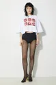 Fiorucci t-shirt in cotone Mouth Print Cropped Padded T-Shirt bianco