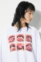 Fiorucci tricou din bumbac Mouth Print Cropped Padded T-Shirt De femei