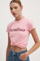 Βαμβακερό μπλουζάκι Drivemebikini Paradiso ροζ 2020.DRV.002.LCB