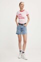Drivemebikini tricou din bumbac Sole Mare Vintage 2015.DRV.001.PR roz SS24