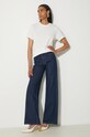 Βαμβακερό μπλουζάκι GANNI Basic Jersey Rhinestone Relaxed T-shirt T3946 μπεζ SS24