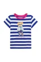 modra Otroška bombažna kratka majica Polo Ralph Lauren Dekliški