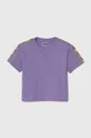 фіолетовий Дитяча бавовняна футболка Guess Для дівчаток