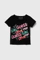 czarny Guess t-shirt dziecięcy Dziewczęcy