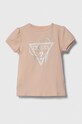 Guess t-shirt dziecięcy z elastanem różowy K4RI06.K6YW4.PPYH
