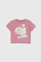 różowy Guess t-shirt bawełniany dziecięcy Dziewczęcy