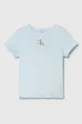 modra Otroška bombažna kratka majica Calvin Klein Jeans Dekliški