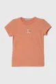 oranžna Otroška bombažna kratka majica Calvin Klein Jeans Dekliški