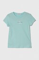 Calvin Klein Jeans t-shirt bawełniany dziecięcy turkusowy IG0IG01470.128.176.PPYH