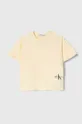 бежевый Детская хлопковая футболка Calvin Klein Jeans Для девочек