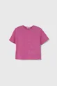 roza Dječja pamučna majica kratkih rukava Calvin Klein Jeans Za djevojčice