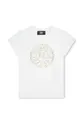 bela Otroška bombažna kratka majica Karl Lagerfeld Dekliški