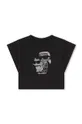 чёрный Детская хлопковая футболка Karl Lagerfeld Для девочек