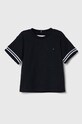 Otroška bombažna kratka majica Tommy Hilfiger Okrogel mornarsko modra KG0KG07743.PPYH