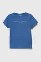 блакитний Дитяча бавовняна футболка Tommy Hilfiger Для дівчаток
