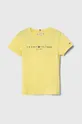 rumena Otroška bombažna kratka majica Tommy Hilfiger Dekliški