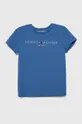 μπλε Παιδικό βαμβακερό μπλουζάκι Tommy Hilfiger Για κορίτσια