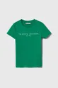 зелёный Детская хлопковая футболка Tommy Hilfiger Для девочек
